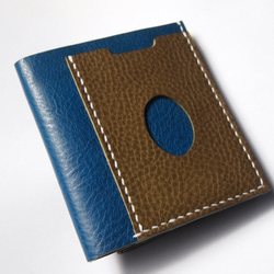 ふたつ折りのお財布［ブルー×オリーブ］ 2枚目の画像