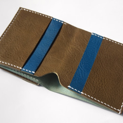 ふたつ折りのお財布［ブルー×オリーブ］ 4枚目の画像