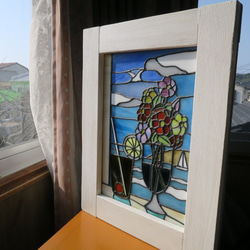 ステンドグラスのパネル「海辺の風景」 4枚目の画像