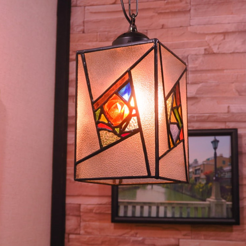 ひっかけシーリングライトリーフガラスランプステンドグラスランプ