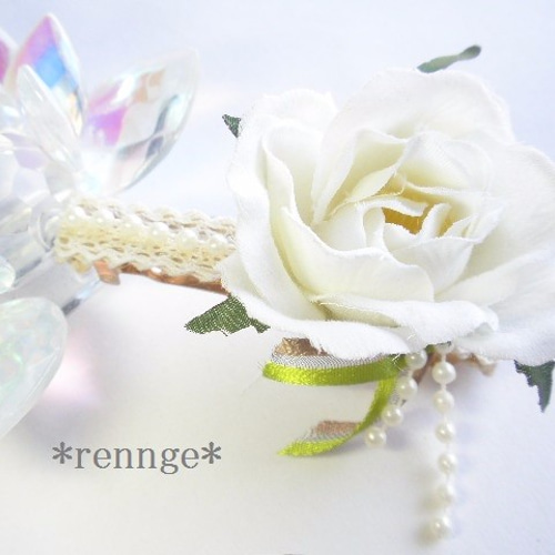 ❀白い薔薇の髪飾り❀バレッタ バレッタ *rennge* 通販｜Creema 