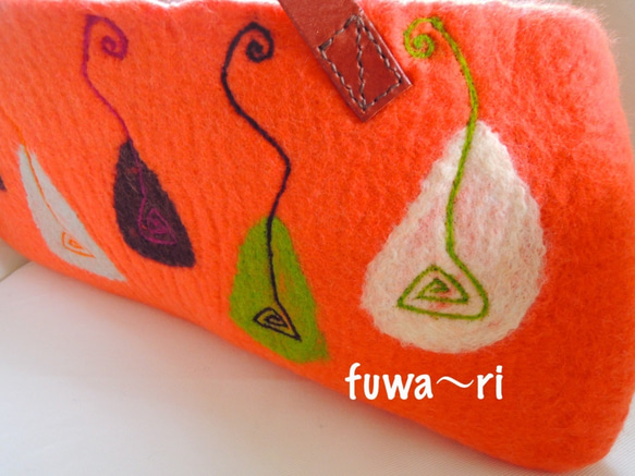 毛氈三角手提包訂單生產*橙色* 第3張的照片