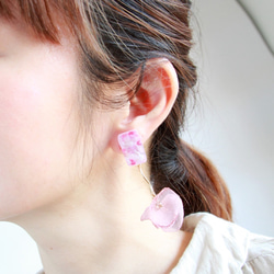 ❁﻿Square pinkくすみカラーの耳飾り❁﻿ピアス 4枚目の画像