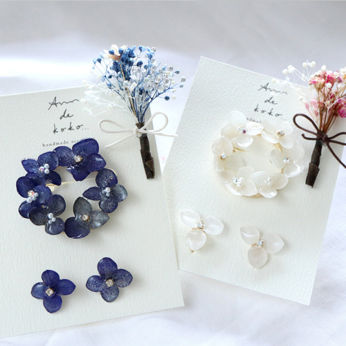 juliana d&e フラワーインタリオ ブローチ&イヤリングセット 空と緑の