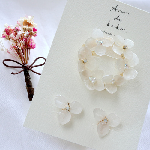❁﻿紫陽花アクセサリーコフレ❁﻿（ブローチ＆ピアス） ピアス