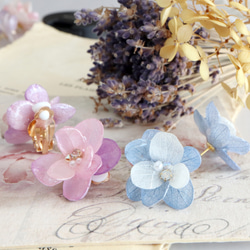 Calin Housekibaco 花 紫陽花 あじさい ピアス ローズクォーツ
