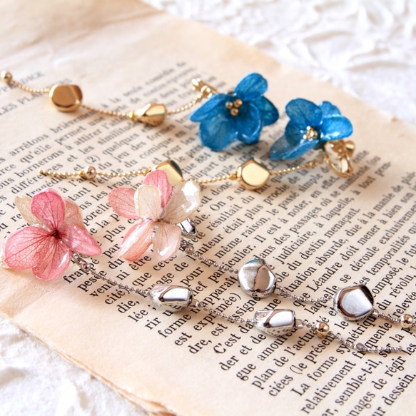 ❁﻿hydrangea metal chain❁﻿イヤリング 4枚目の画像