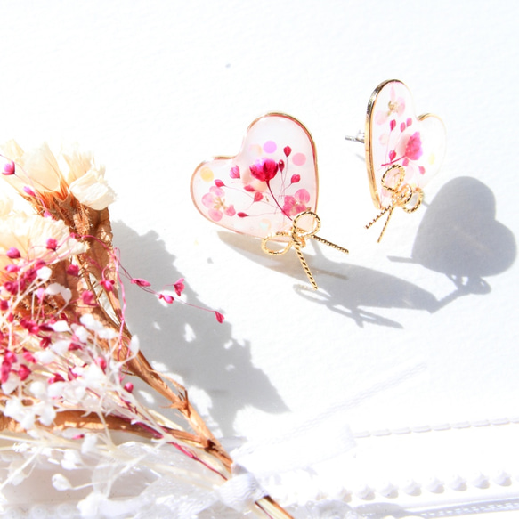 ❁⃘*.ﾟHeart botanical  Ribon❁⃘*.ﾟ（ピアス） 3枚目の画像