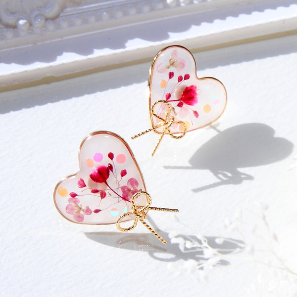 ❁⃘*.ﾟHeart botanical  Ribon❁⃘*.ﾟ（ピアス） 8枚目の画像