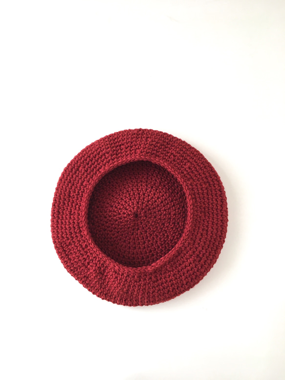 受注生産＊ウールの秋冬ベレー帽（赤）大人用 4枚目の画像