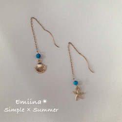 summer✴︎simple ターコイズアメリカンピアス 1枚目の画像