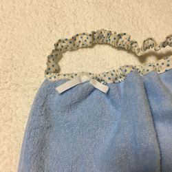 二つ折タオルエプロン パンダ刺繡 水色 3枚目の画像