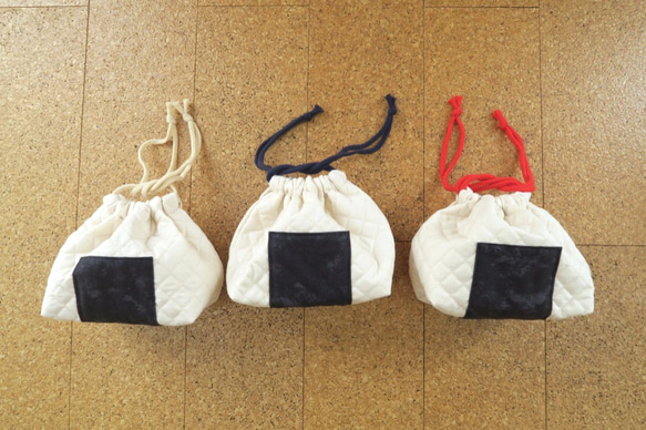 【再販40】おにぎりみたいなお弁当袋 (小)/Lunch box bag/drawstring bag【通園・通学】 5枚目の画像
