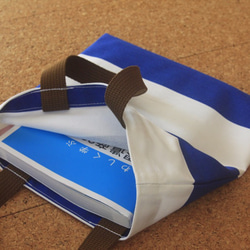 青ボーダーのミニトート(Blue border mini tote bag) 2枚目の画像