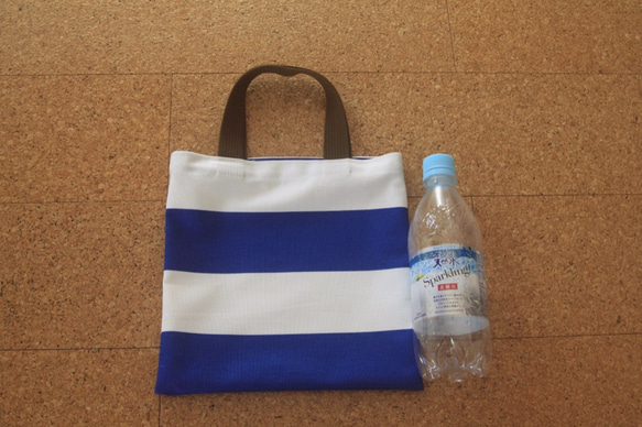 青ボーダーのミニトート(Blue border mini tote bag) 3枚目の画像