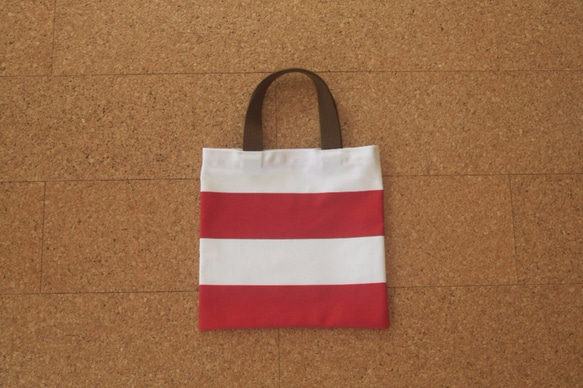 赤ボーダーのミニトート(Red border mini tote bag) 1枚目の画像