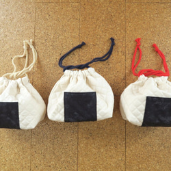 【再販３１】"大きめ"おにぎりみたいなお弁当袋 /Lunch box bag/drawstring bag【男の子】 5枚目の画像