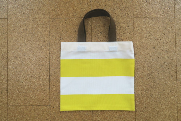 黄色ボーダーのミニトート(Yellow border mini tote bag) 1枚目の画像