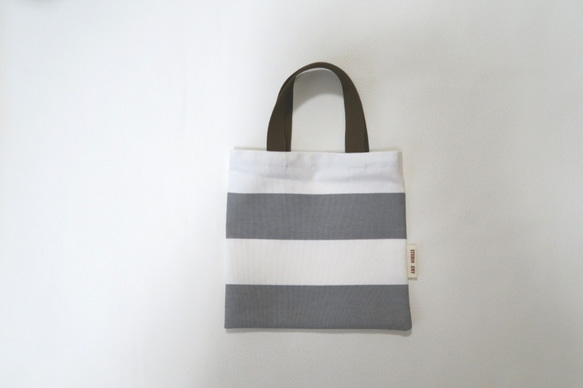 グレーボーダーのミニトート(Gray border mini tote bag) 1枚目の画像