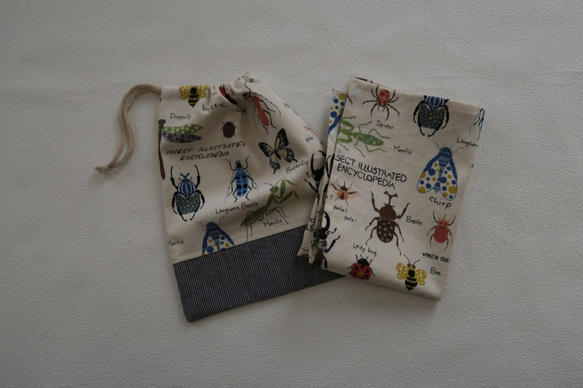 昆虫柄の給食袋【男の子】【女の子】【通園・通学】 3枚目の画像