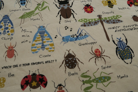 ランチマット（４０×４０ｃｍ）昆虫柄/ Large Lunch mat (Insects) 1枚目の画像