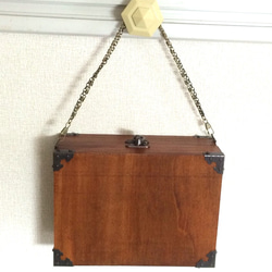 木製 鞄 平タイプ （小花柄） 2枚目の画像