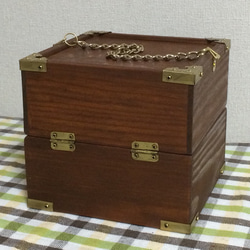 木製バッグ （ダーク×フラワー） 4枚目の画像