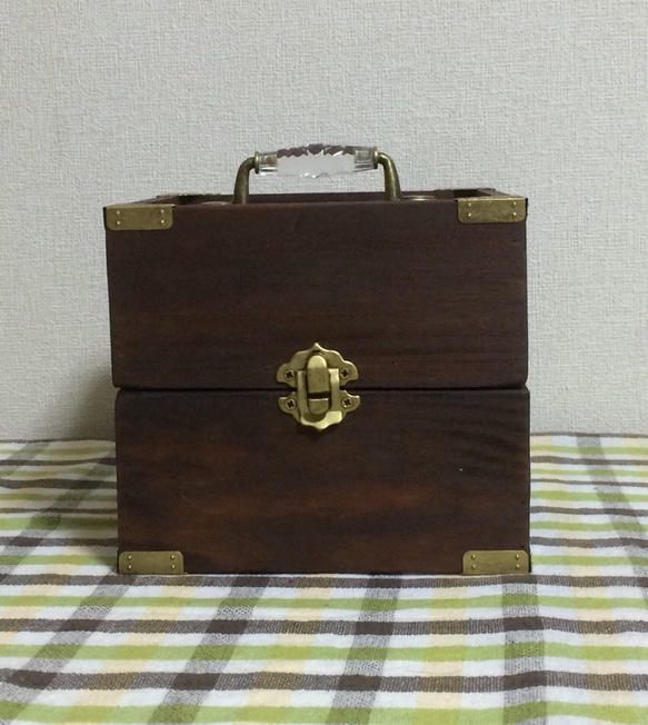 木製 クスリ箱（ダーク×ミルクティー） 1枚目の画像