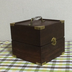 木製 クスリ箱（ダーク×ミルクティー） 2枚目の画像