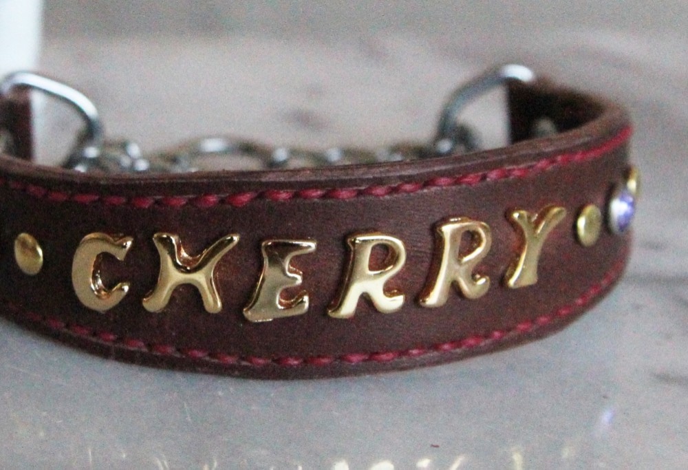 ハーフチョーク 革 首輪 チョコレートブラウン【小型犬用】