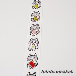 【在庫限り】 マスキングテープ　mogerin／食べる猫　ai-011 2枚目の画像