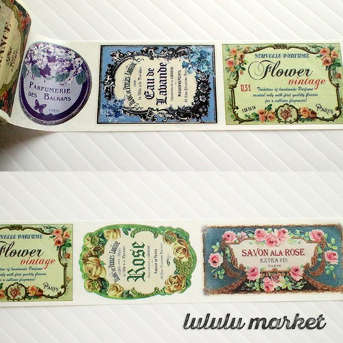 東京アンティーク マスキングテープ ブルーの香水瓶 ai-080 マスキング