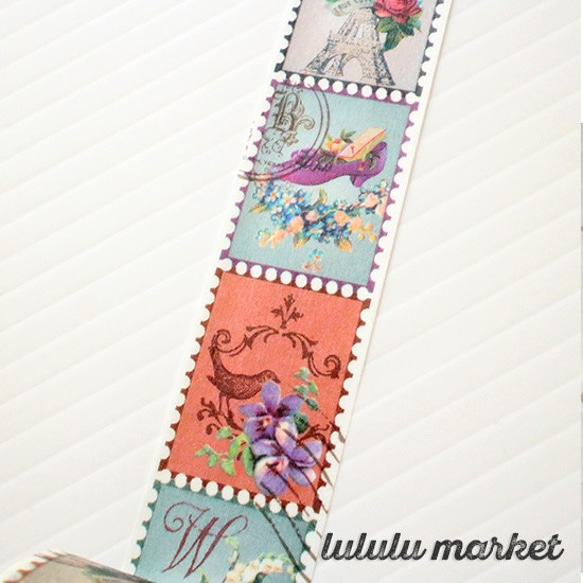 東京アンティーク マスキングテープ　花の切手　ai-086 3枚目の画像