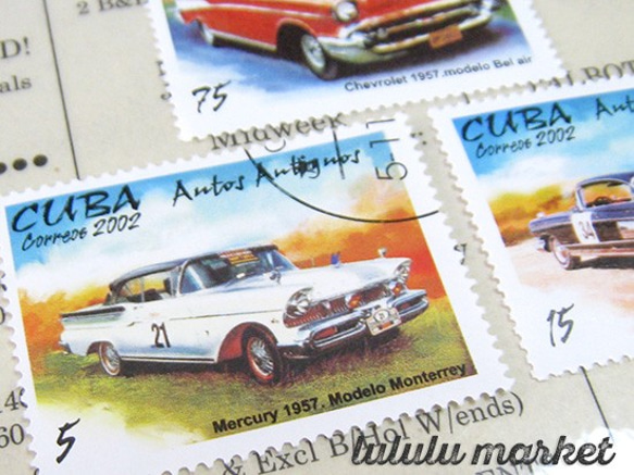 外国切手（クラシックカー／キューバ）5枚　po-059 2枚目の画像