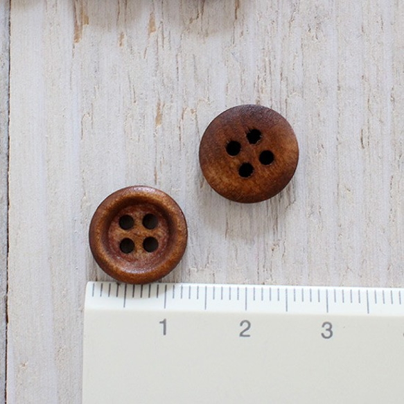 木質鈕扣12mm 30片（棕色/啞光）AB-227 第3張的照片