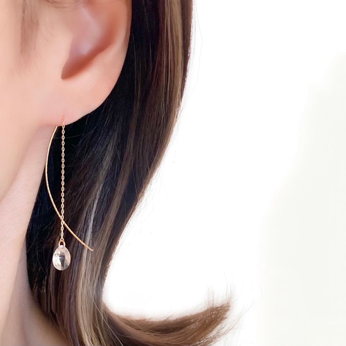 アメリカンピアス スワロフスキー チェーンピアス ロングチェーン 