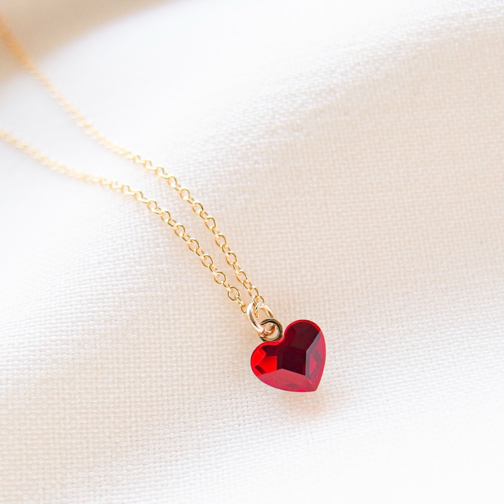 ハート ネックレス ルビー レッド スワロフスキー 赤いハート スワロ