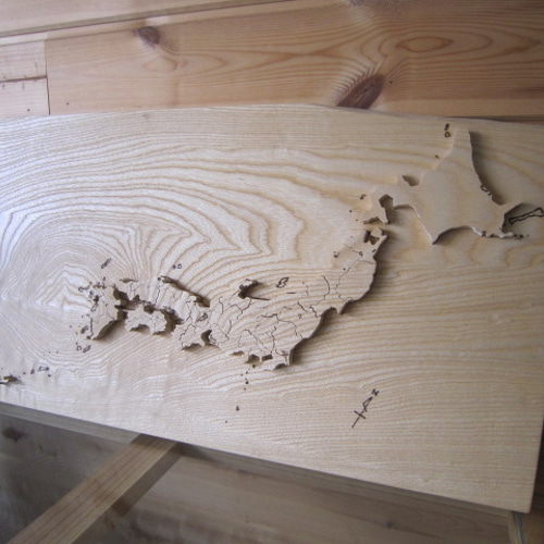 天然木槐一枚板　日本地図 天然木槐一枚板 日本地図