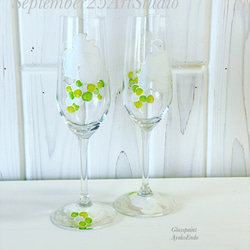 Creema Limited [Anis Green Grape Grape Grape] 1個帶名稱的香檳杯|結婚禮物，新房禮 第2張的照片