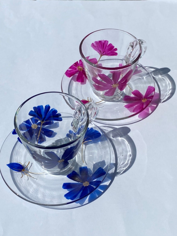 Creema限量母親節禮物【花開杯】藍色宇宙耐熱玻璃咖啡杯/茶杯| 第2張的照片