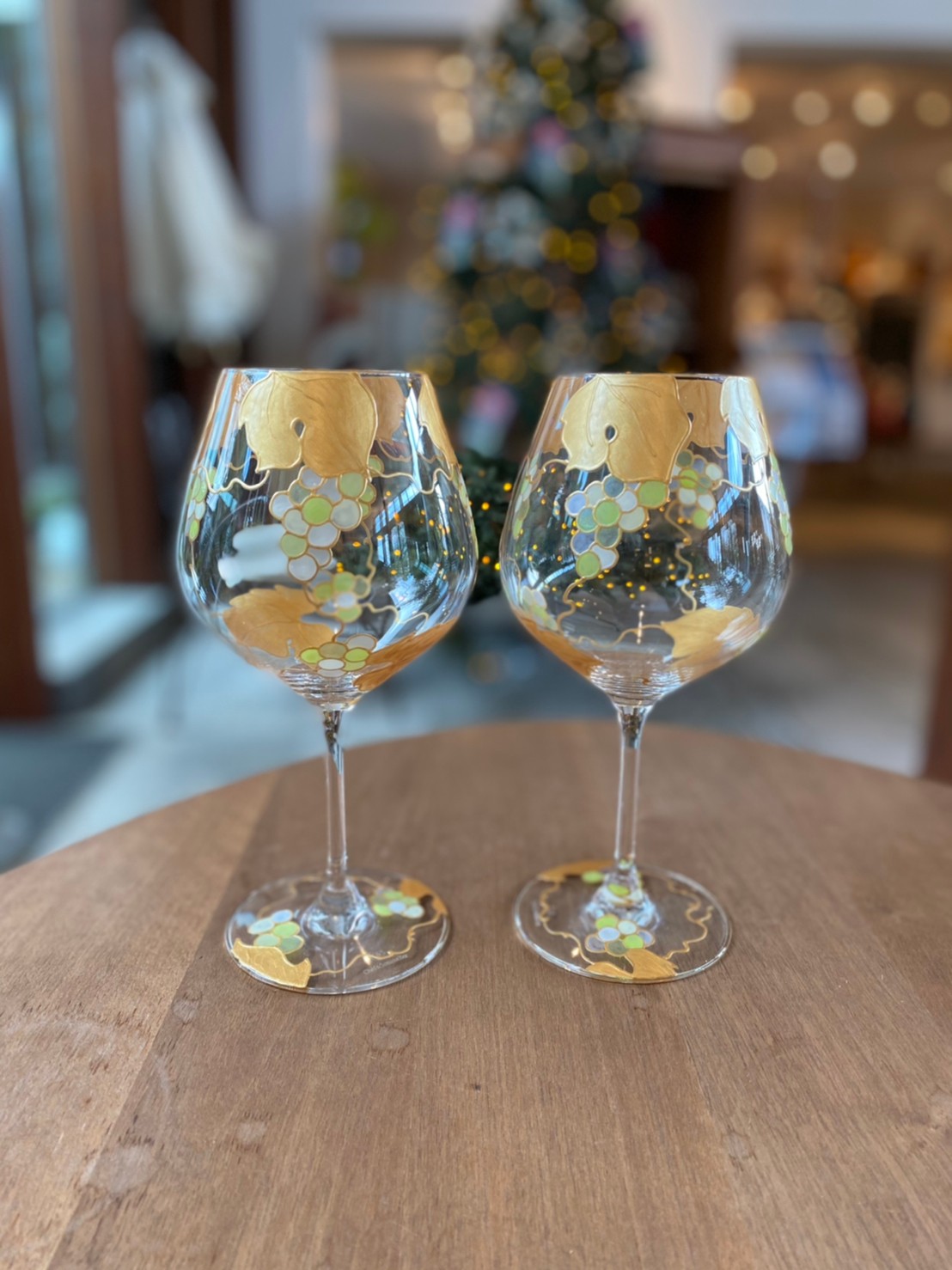 【金マスカット】大振り名入りワイングラス1本｜結婚祝い・新居祝い・結婚記念日