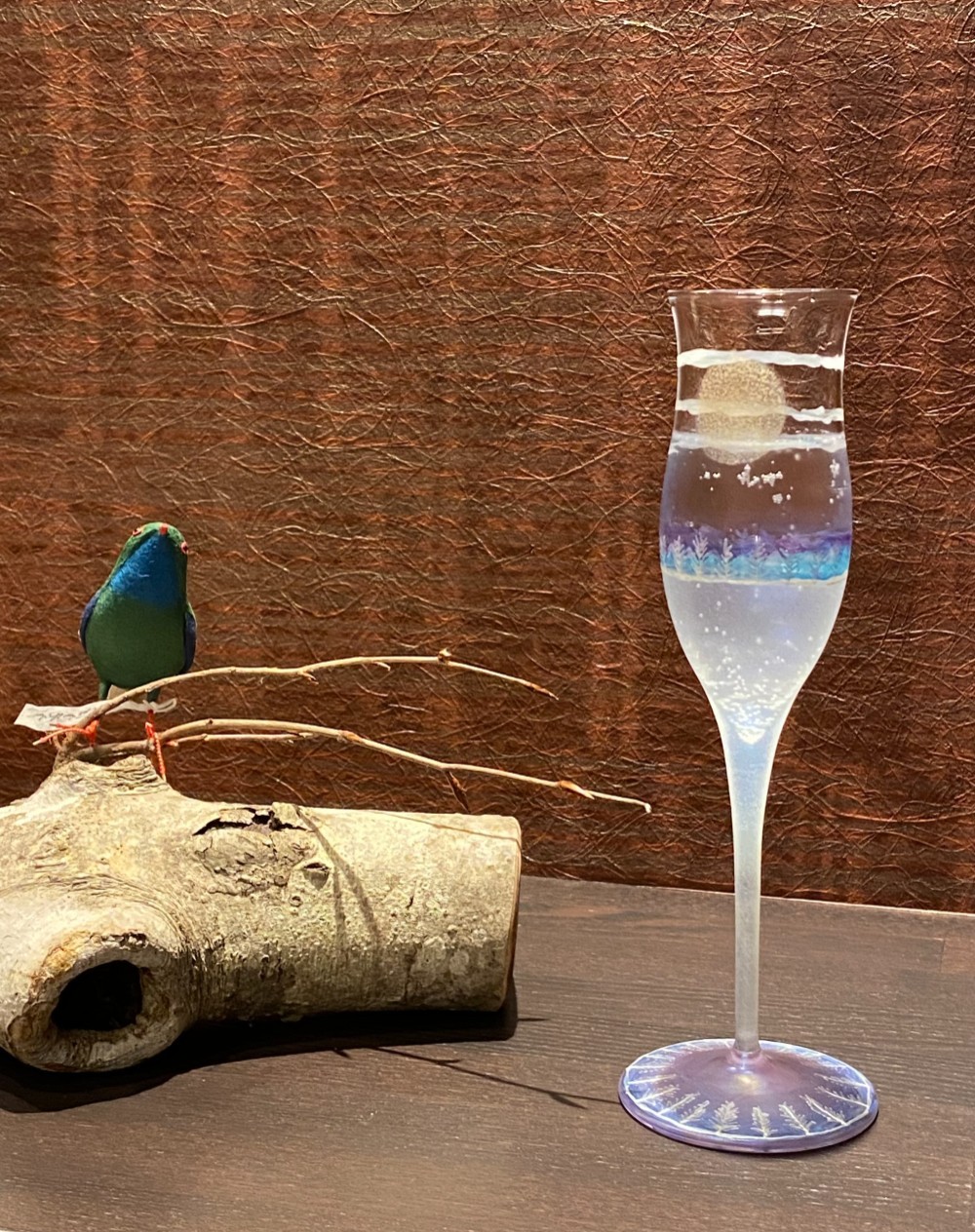 【冬　雪原の夜明け】夜空月見グラス1個｜オーロラ・結婚祝い・敬老の日・両親プレゼント・還暦祝い・退職祝い・誕生日