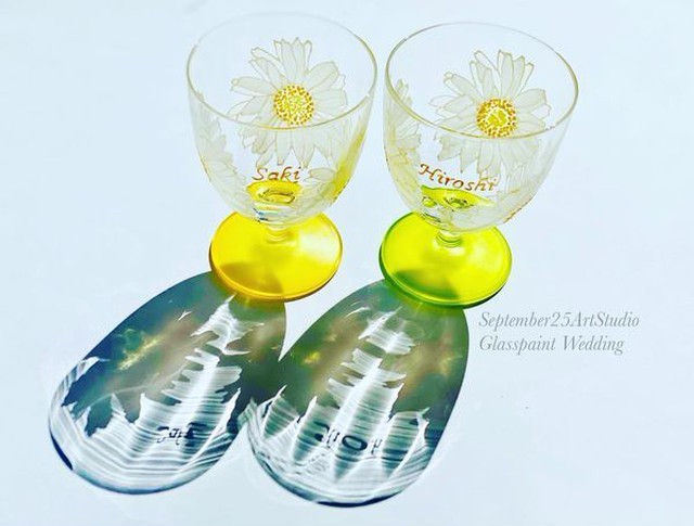 【母の日ギフト】希望のガーベラ　プチワイングラス1つ｜結婚祝い・両親プレゼント・両親贈呈品・名入りグラス・誕生日・退職祝