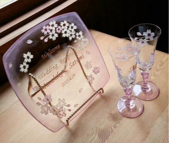 【母親節禮物】Creema限定【櫻花】一對香檳杯 | 可刻名字、紀念日、留言的婚禮敬酒杯 第6張的照片