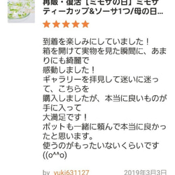 【予約販売】母の日ギフト　花咲くティーカップ【ミモザ】ハリオのティーカップ1つ｜誕生日プレゼント・還暦祝い・新居祝い 7枚目の画像