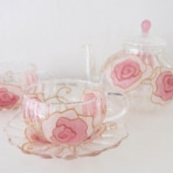 再次上架【父母禮物，結婚禮物，結婚禮物】玫瑰花環茶具 第2張的照片
