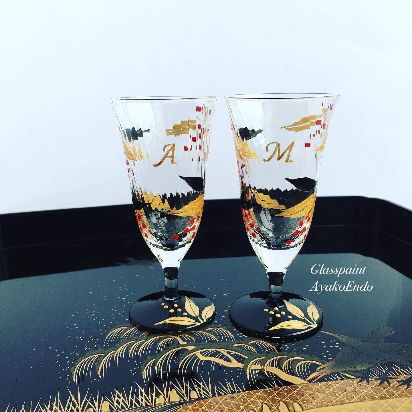 縁起物花言葉「良い家庭」南天の冷酒日本酒グラス１個｜両親贈呈品・結婚祝い・退職祝い・新居祝い・結婚記念日ギフト