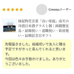 縁起物花言葉「良い家庭」南天の冷酒日本酒グラス１個｜両親贈呈品・結婚祝い・退職祝い・新居祝い・結婚記念日ギフト 4枚目の画像