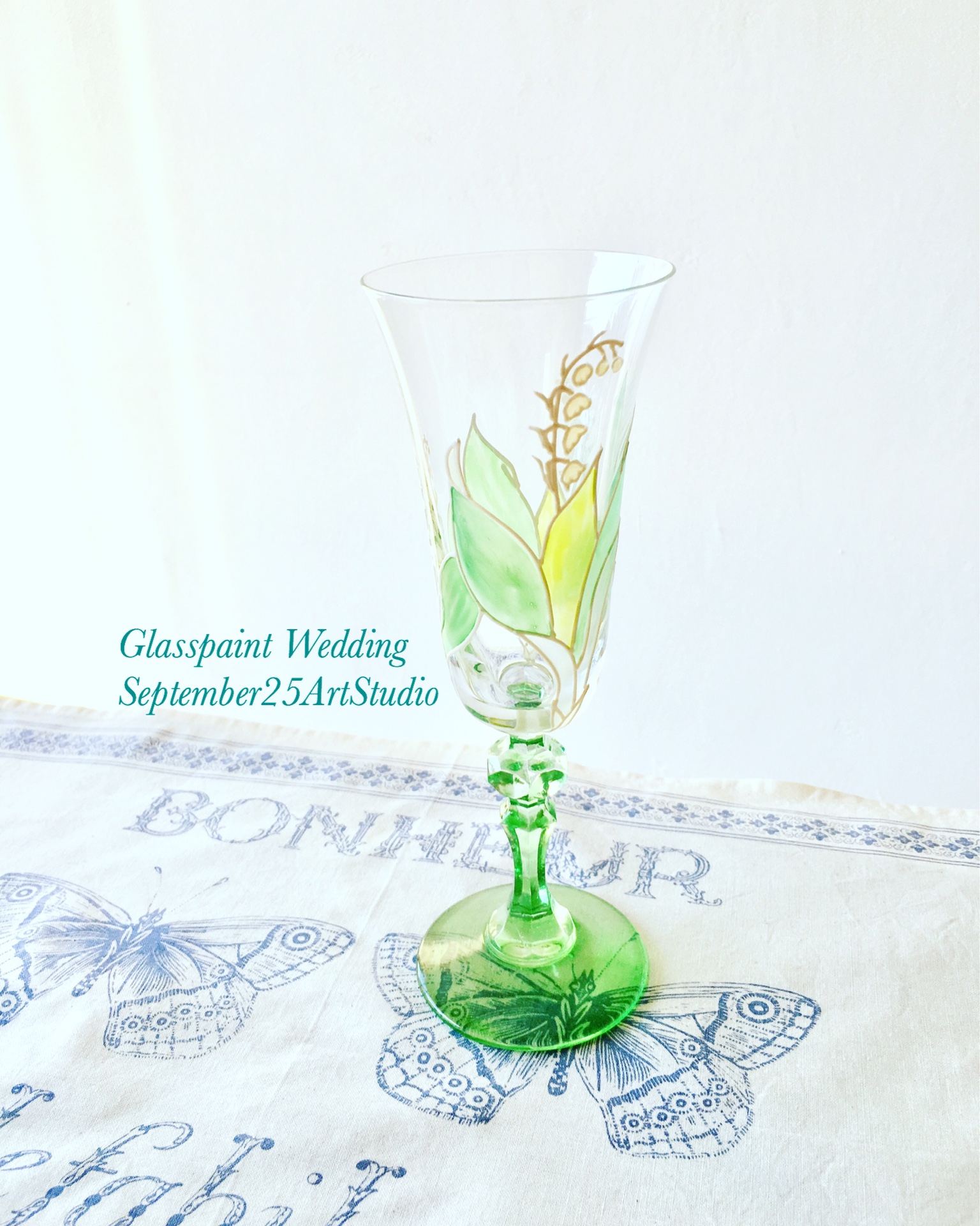 花嫁に贈る【鈴蘭すずらんスズラン】シャンパングラス1個　結婚祝い・結婚記念日ギフト・両親贈呈品