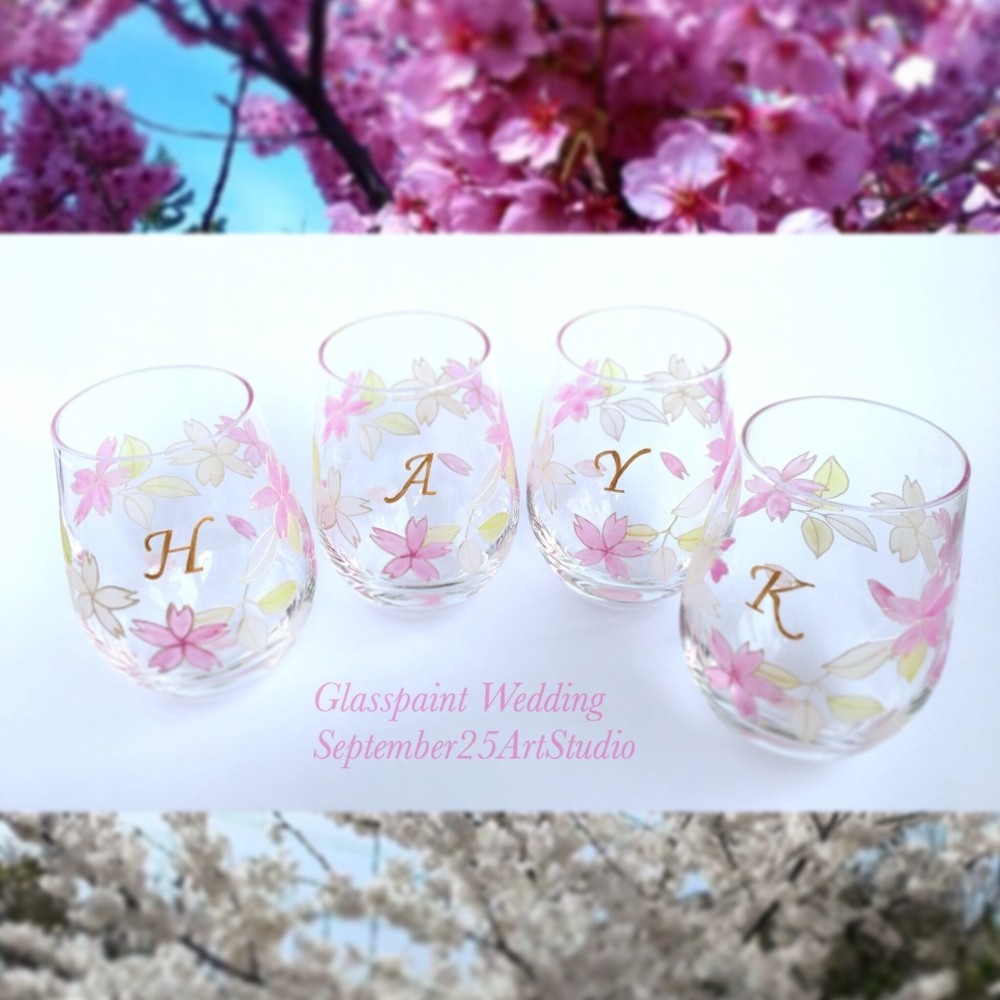 Creema限定母の日ギフト【桜】さくらフリー名入れグラス1個｜両親贈呈品・結婚祝い・退職祝い・還暦祝い・誕生日プレゼン
